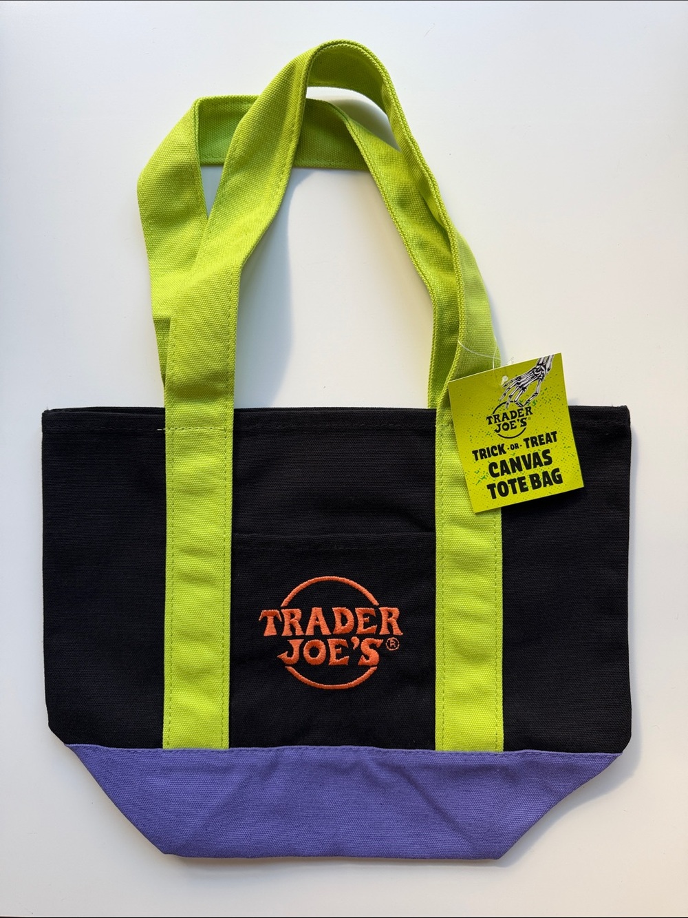 Trader Joes Halloween Mini Tote Canvas Multicolor New With Tag